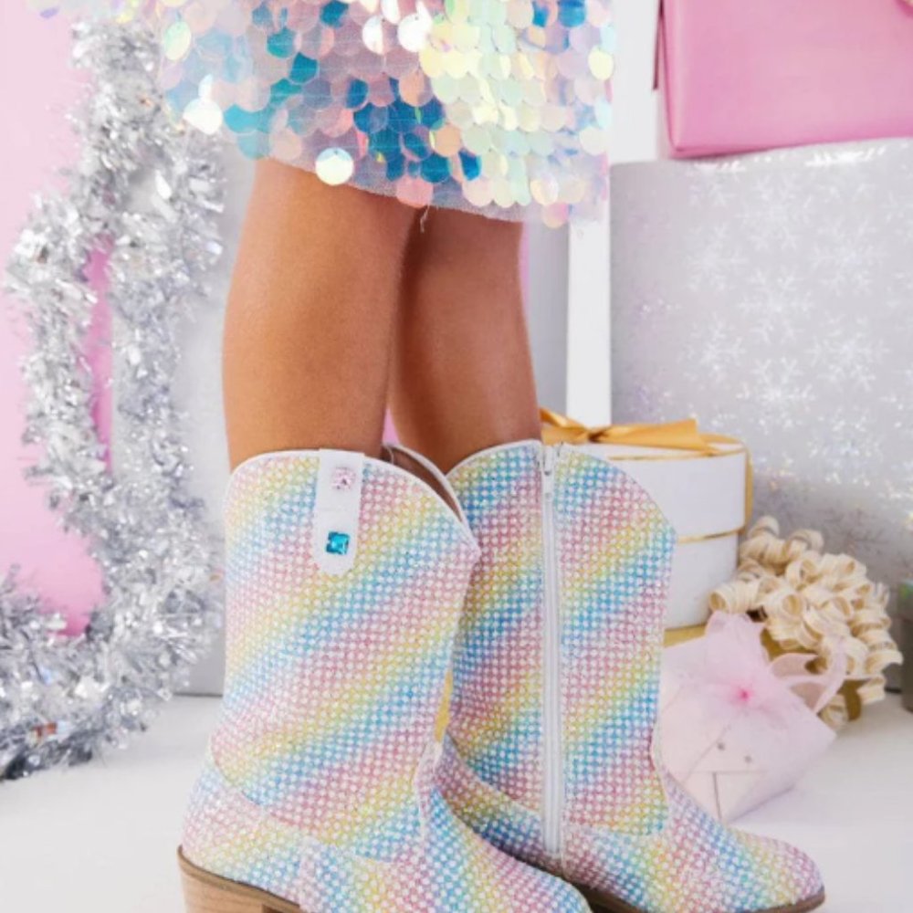 Lola + The Boys RAINBOW SPARKLE COWGIRL BOOTS